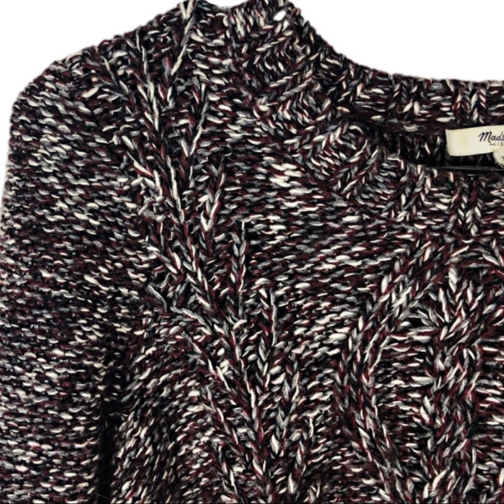 Madewell Firelight Marled Sweater XS Cozy Knit Pullover Burgundy Brown Crewneck - Picture 6 of 9